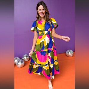 Sugarlips Multicolor Abstract Midi Dress